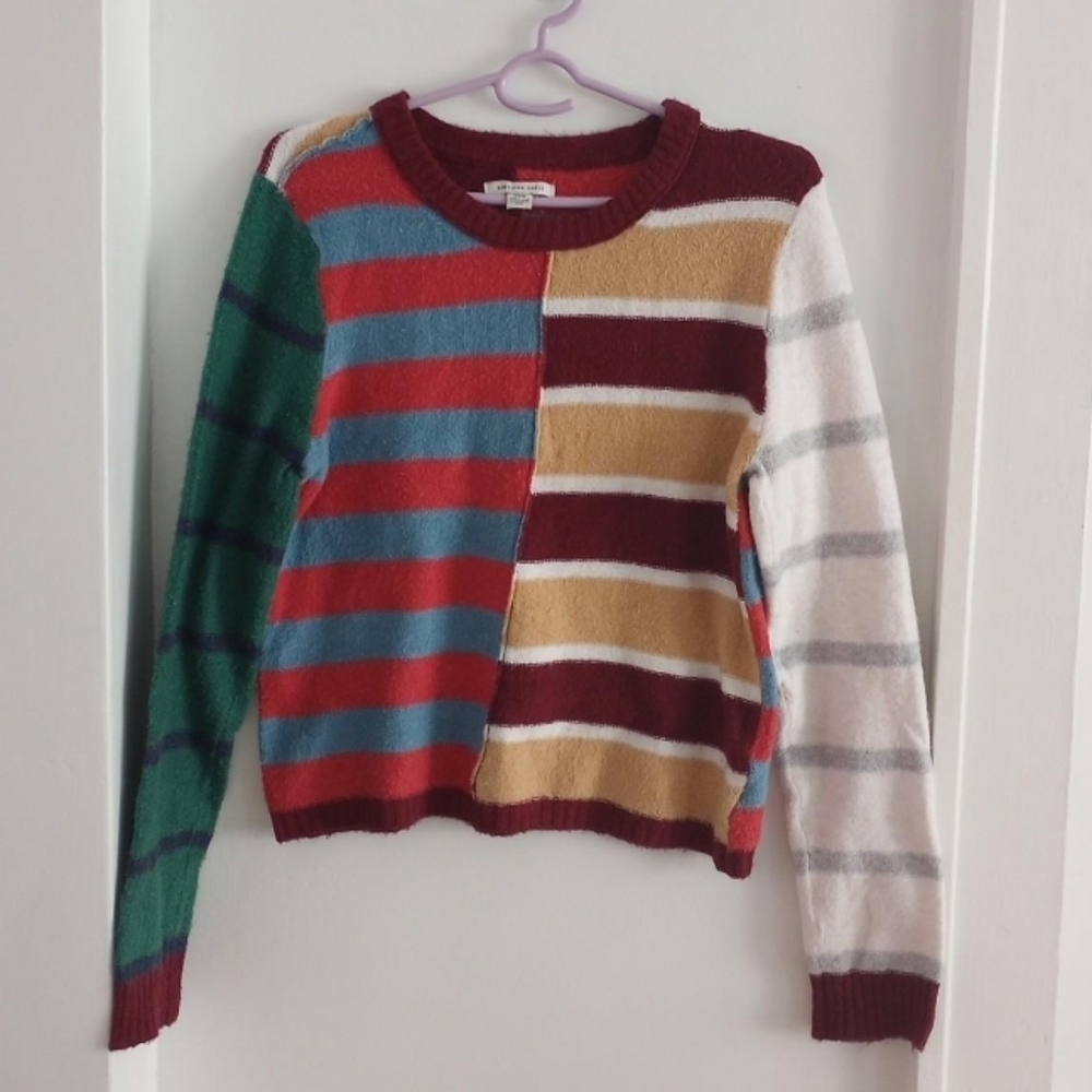 American Eagle Outfitters Colorblock Multi-coloured Striped Sweater Size Medium